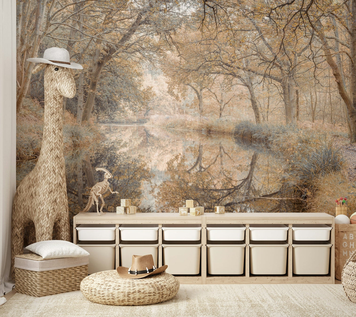 Fall-inspired canal wallpaper design

