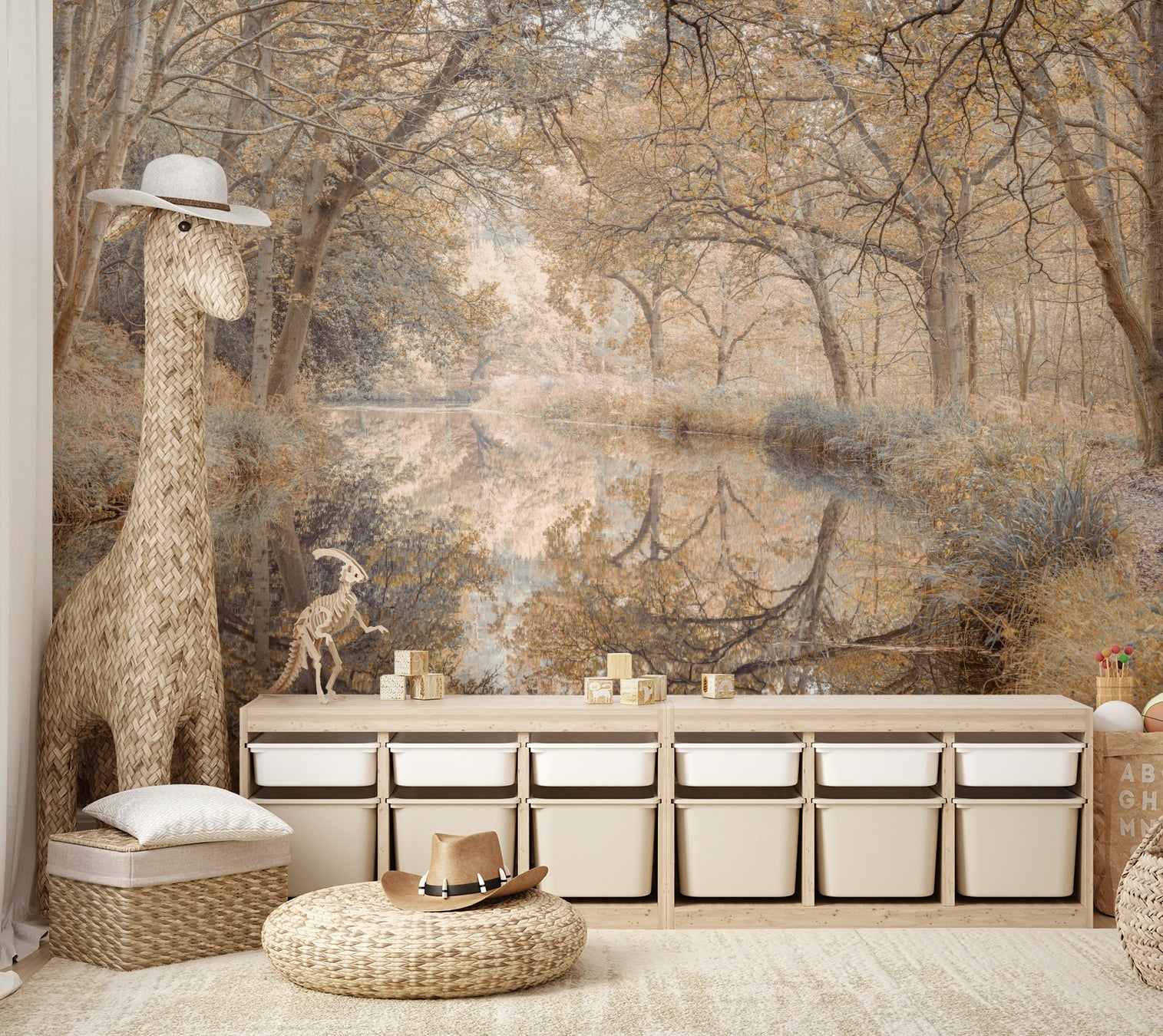 Fall-inspired canal wallpaper design

