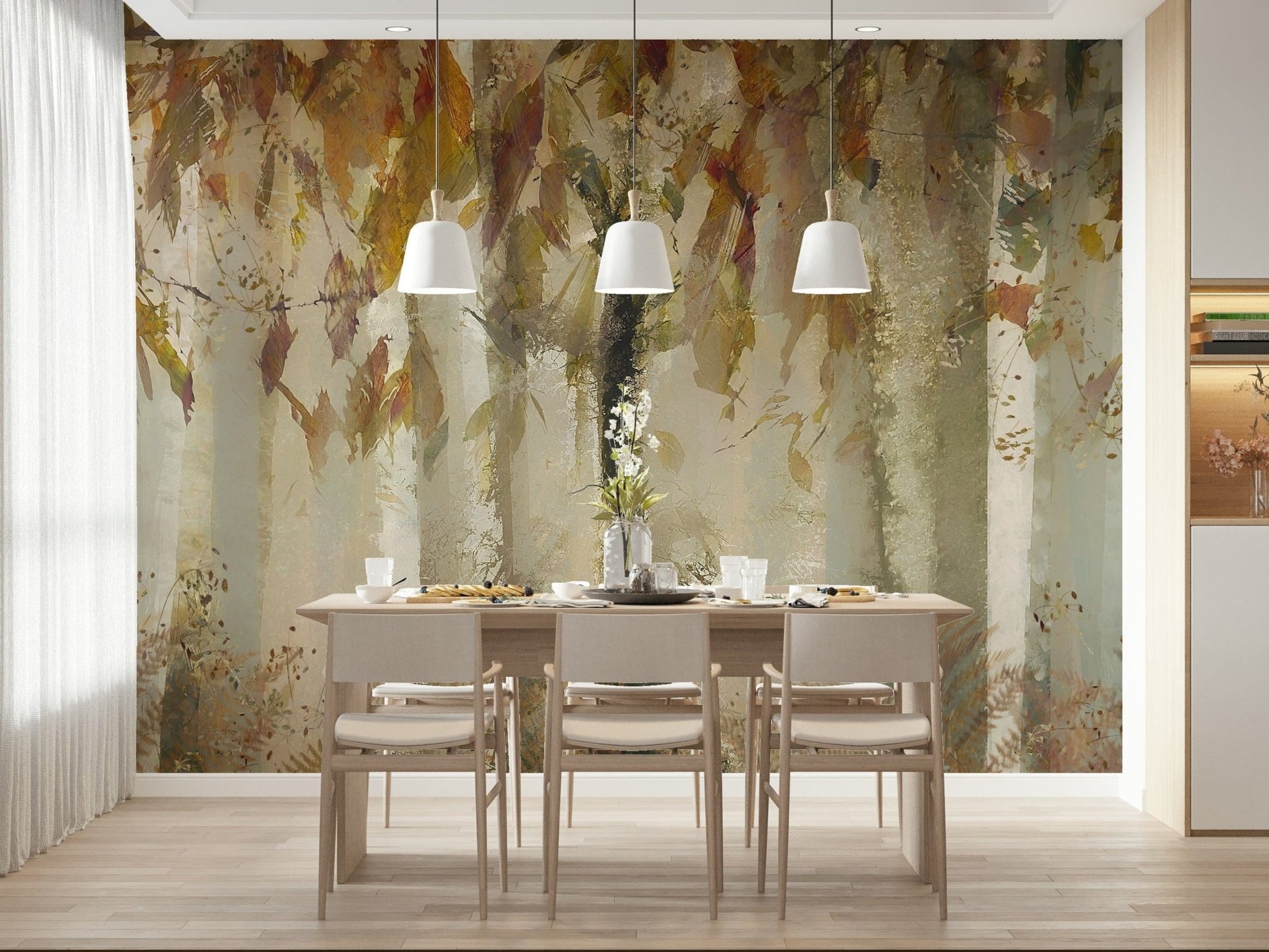 A beautiful wide-angle wall mural of a dreamy wood., GD5629