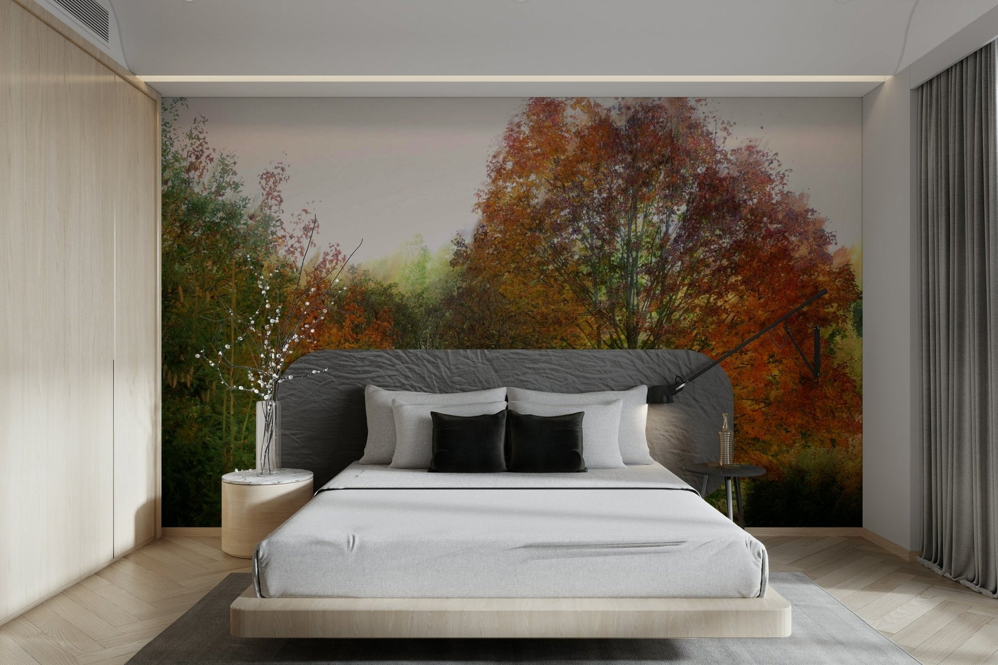 Sunlight filters through the leaves, creating a warm and peaceful glow.

