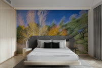 A vibrant and abstract wall mural.

