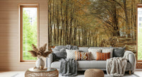 Cozy natural Autumn Forest Scene Wall Mural backdrop image.