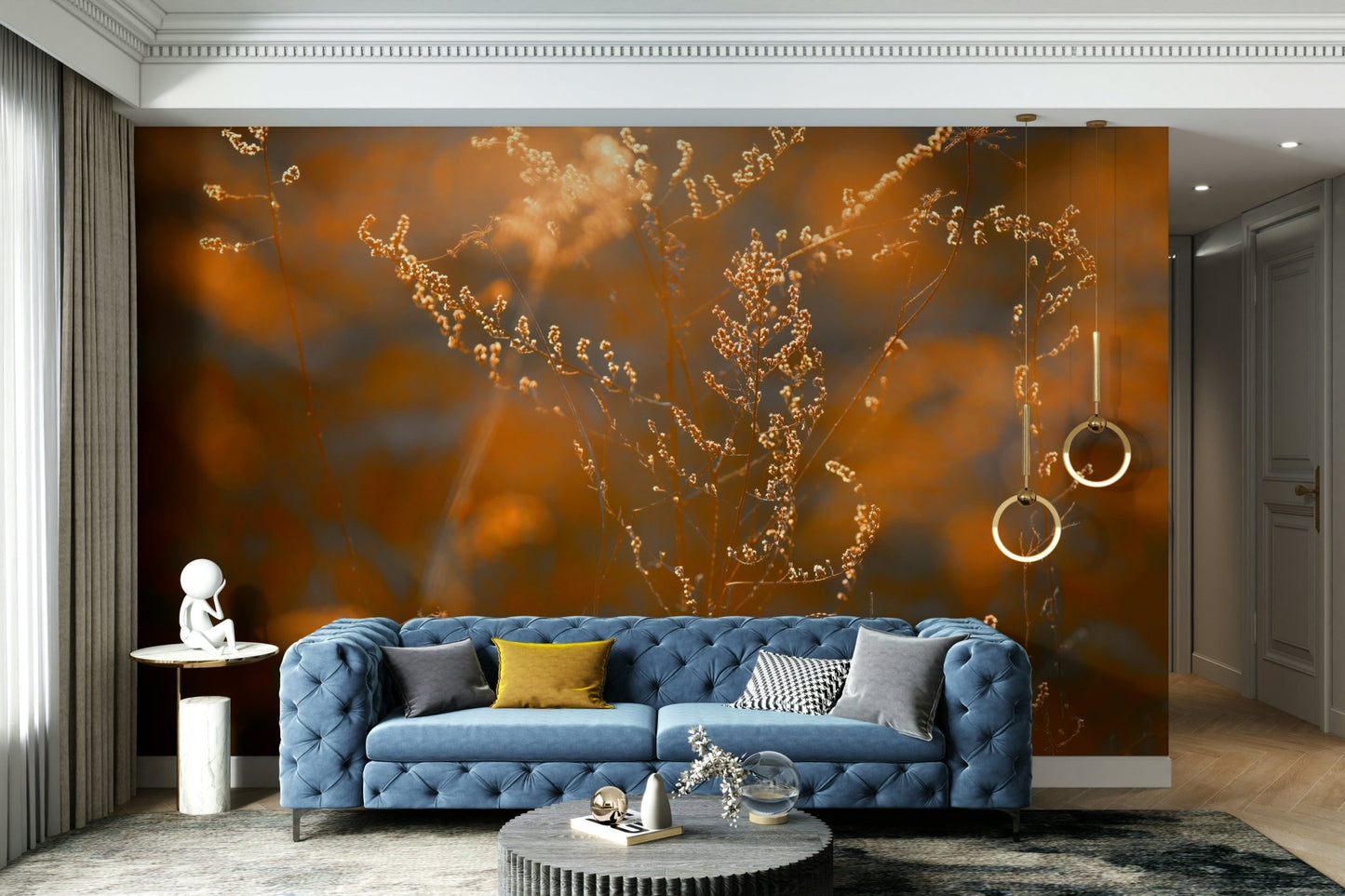 Serene field of golden and green grasses.

