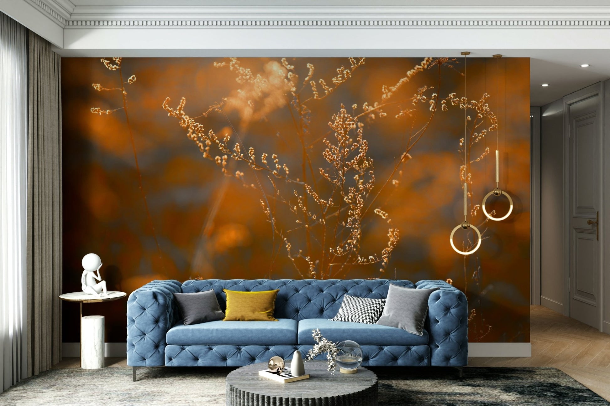 Serene field of golden and green grasses.

