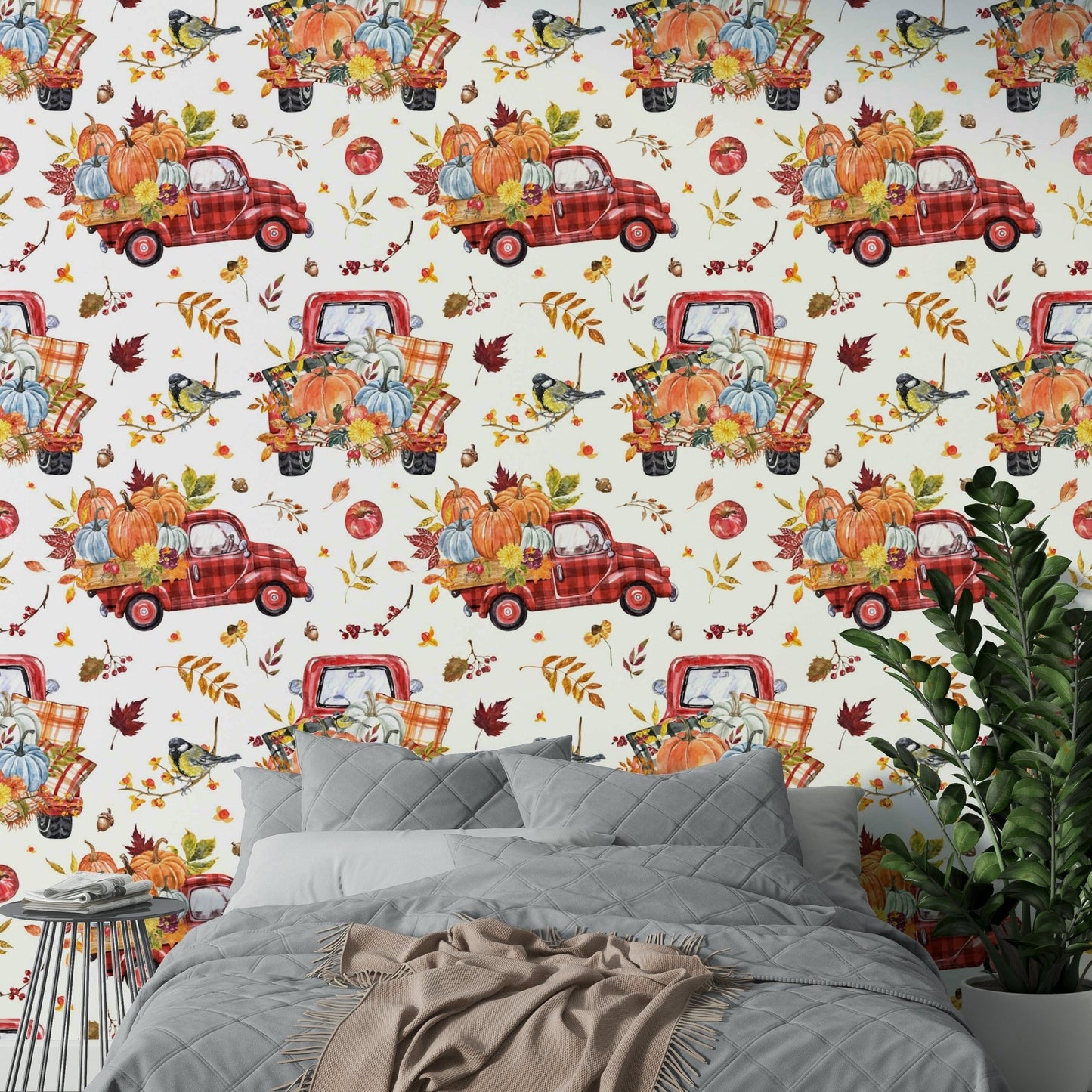 Vintage truck with gourds
