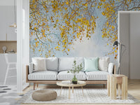 Serene Autumn Hues Woodland branch overlay wall mural art.
