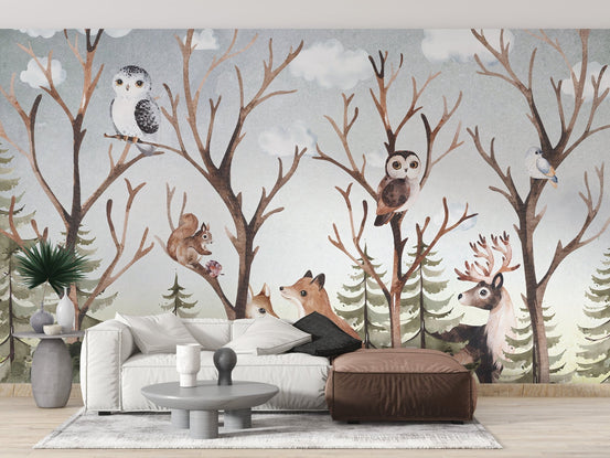 Forest fall wallpaper mural for kids' rooms, A454