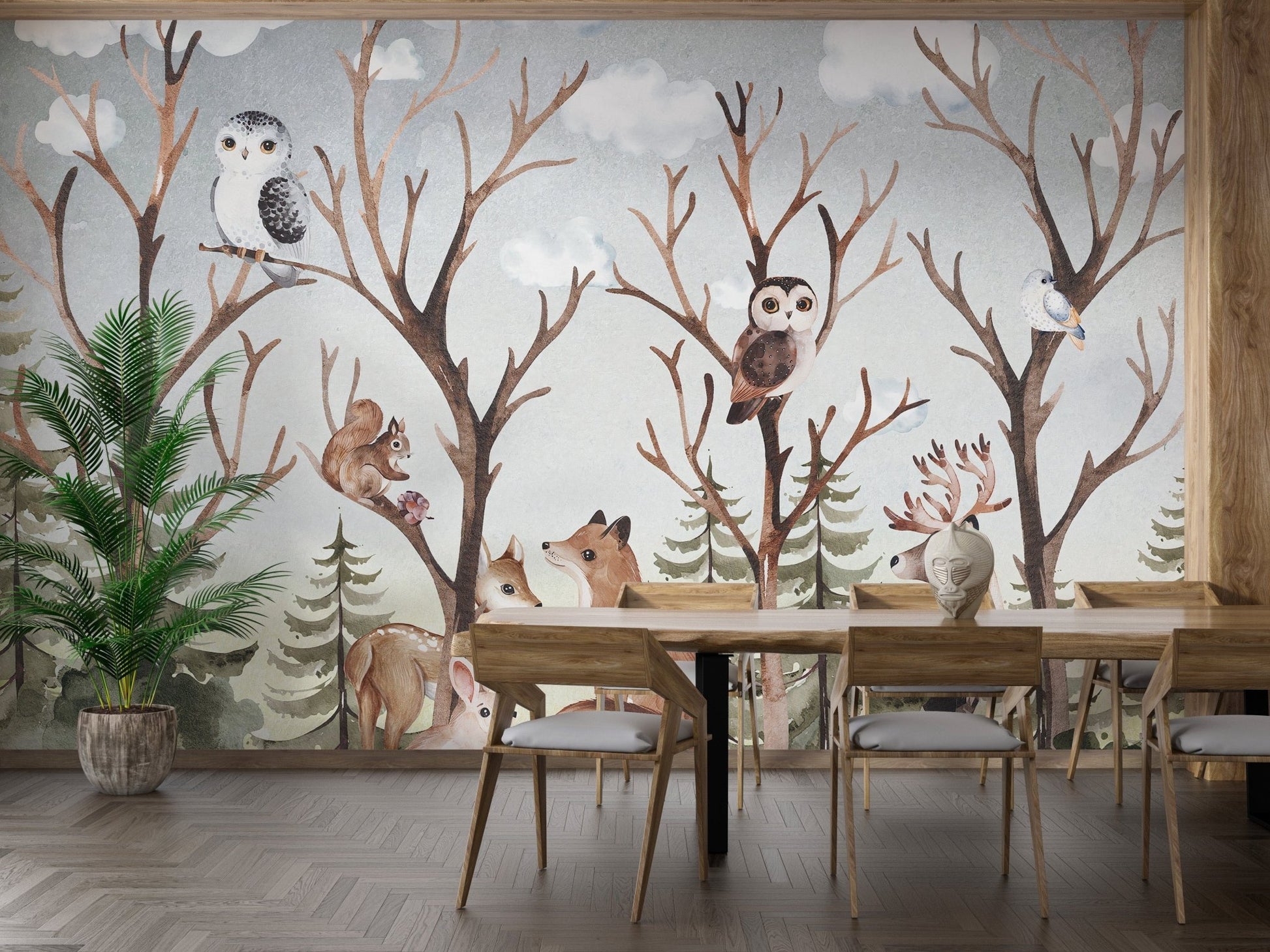 Forest Fall Kids Room Wallpaper Mural - Giffywalls