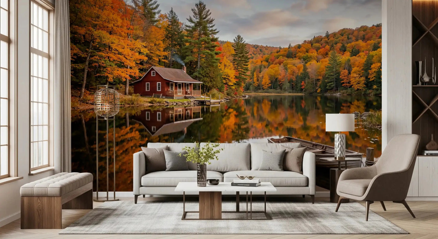 Orange, gold, and deep red foliage fills Autumn Lakeside wall mural.GD9540