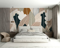 Some leaves are falling gently through the air.

