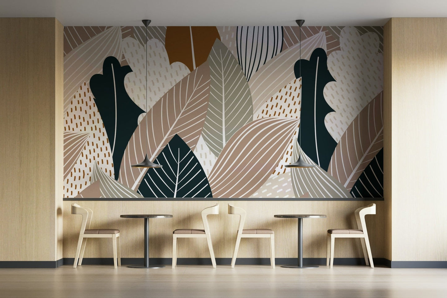 The trees have leaves in shades of red, orange, and gold.

