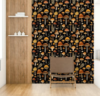 Wallpaper with a black background and colorful watercolor design GD4036
 
