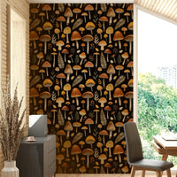 An angled shot of a wall with dark, whimsical wallpaper GD4036


