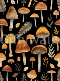 A seamless pattern of mushrooms on a wall

