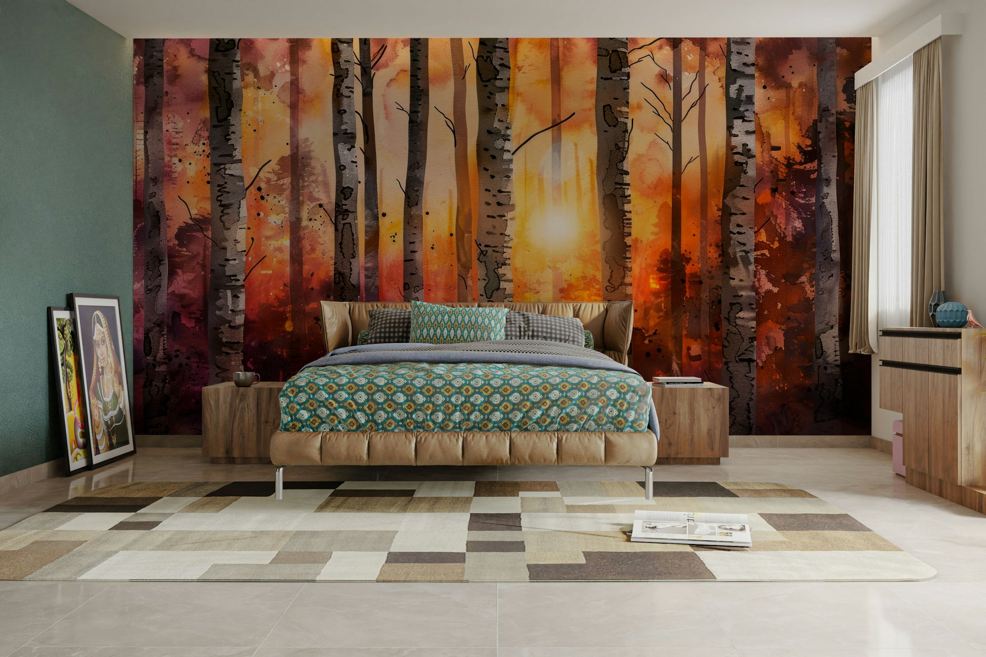 Birch tree forest with autumn colors wallpaper

