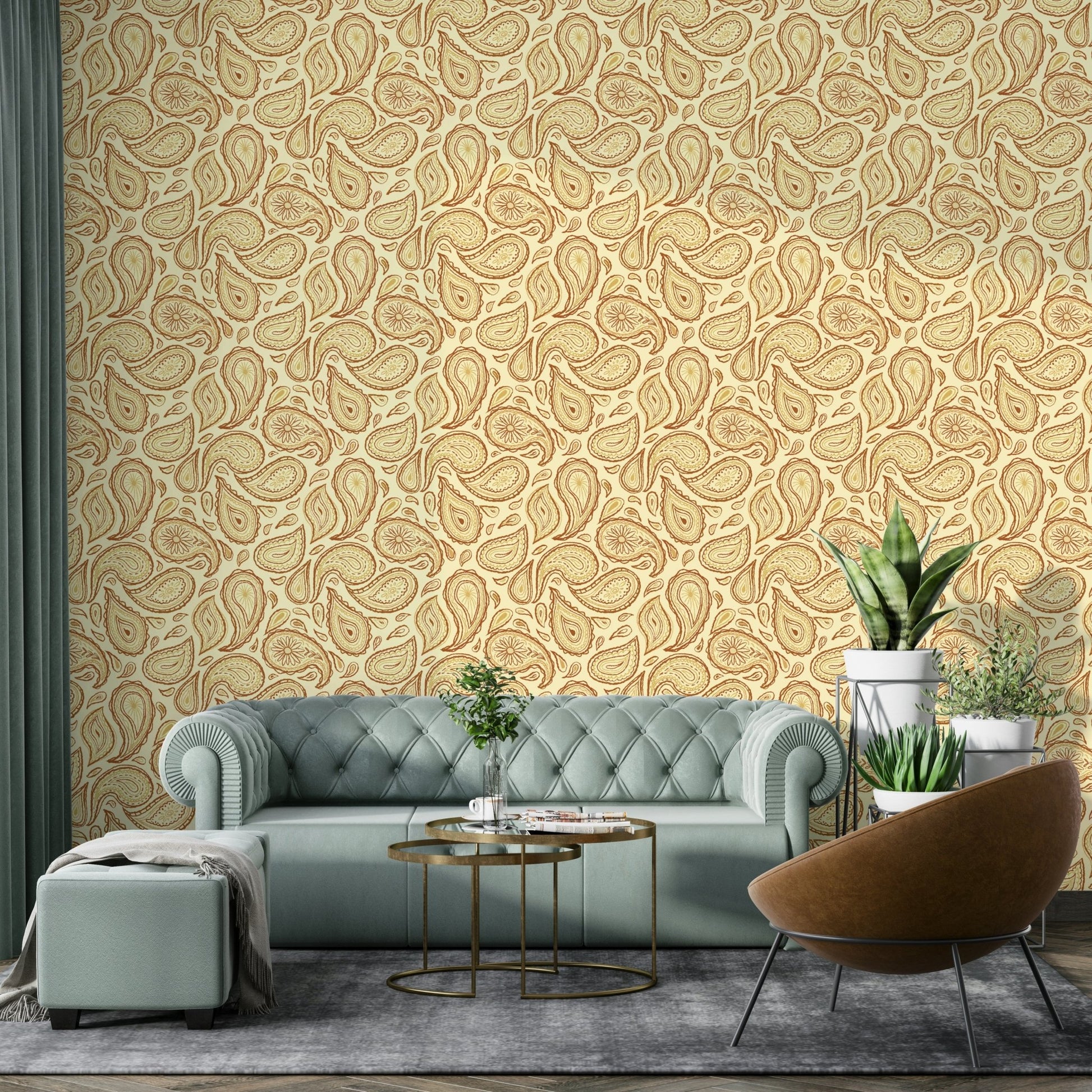 Cozy warm autumn paisley wallpaper

