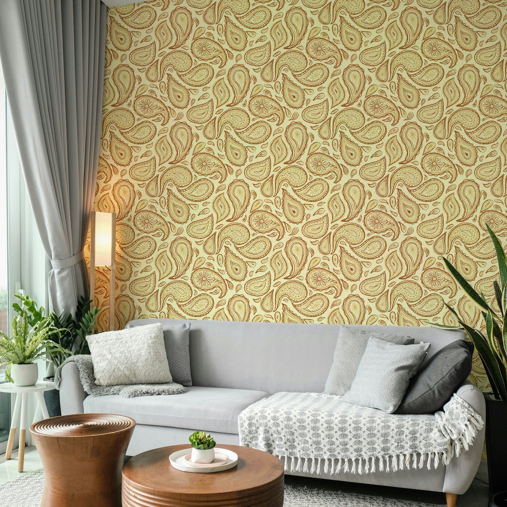 Paisley wallpaper with autumn tones

