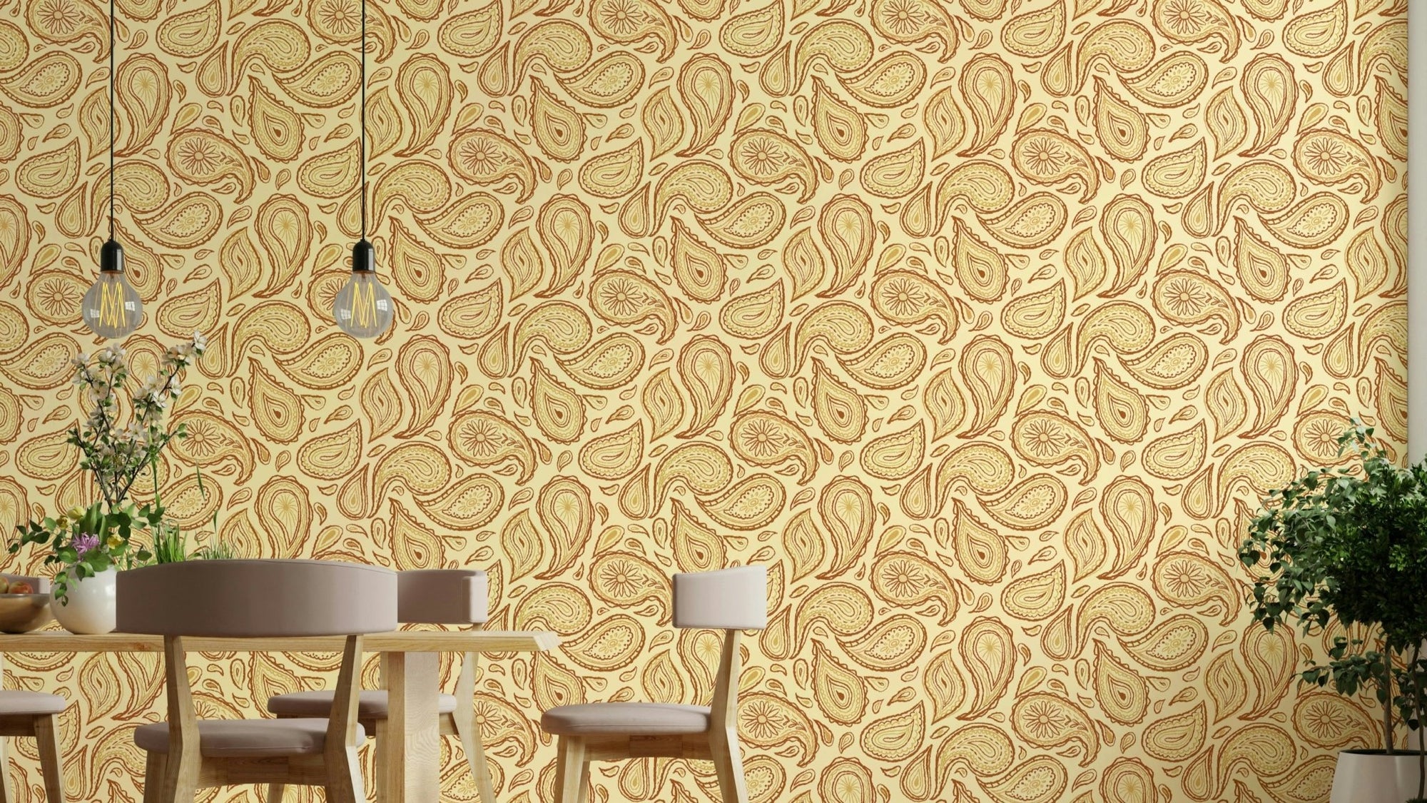 Warm paisley pattern wallpaper art, GD851