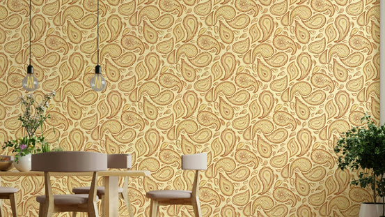 Warm paisley pattern wallpaper art, GD851