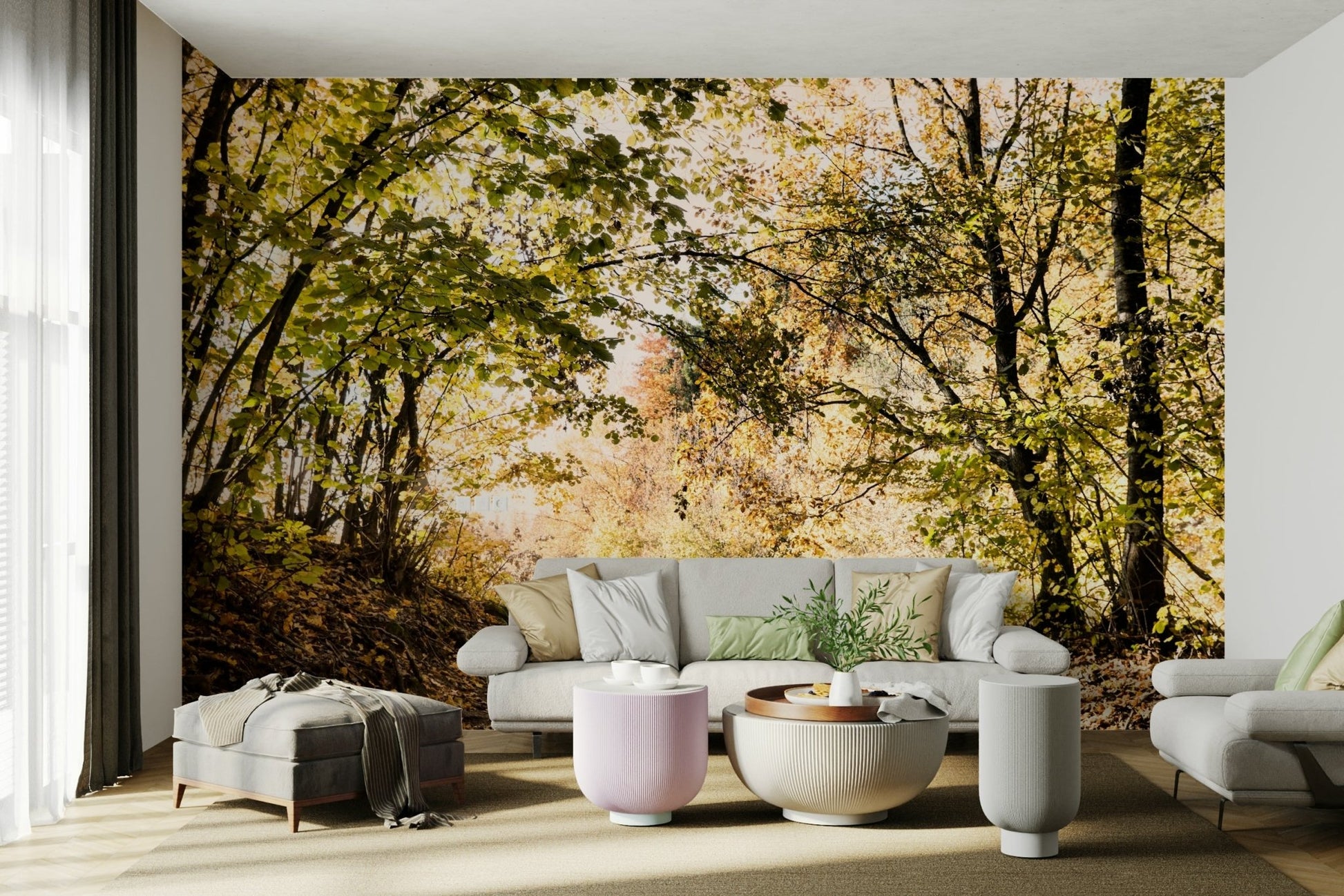 The mural covers a significant wall area, creating an immersive view.
