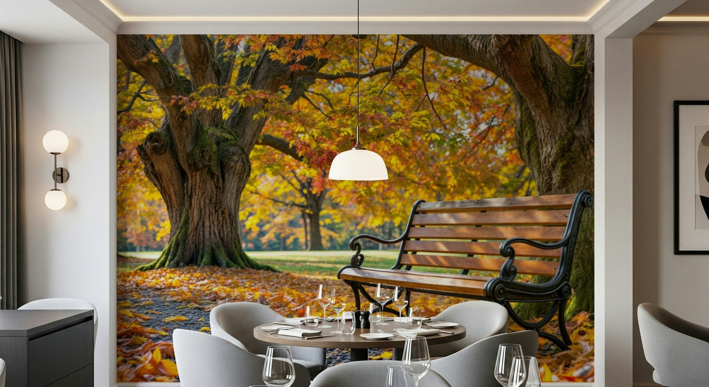 Autumn Serenity wallpaper featuring soft sunlight in a study.