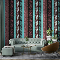 Wallpaper with a mix of natural and contemporary motifs.

