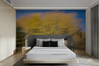 The design evokes a sense of peace, mystery, and the gentle movement of autumn nature.
