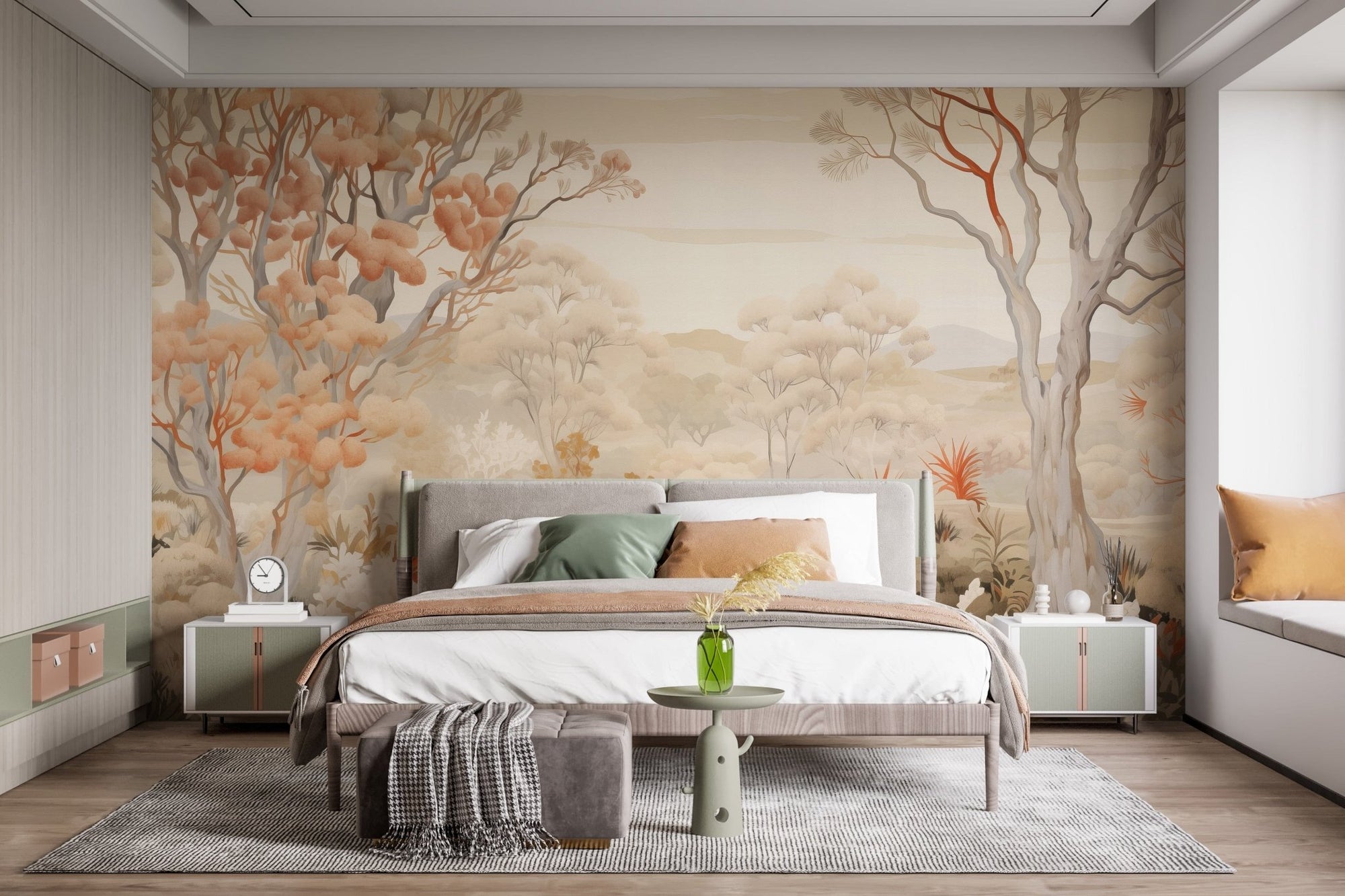 Beautiful autumn forest wallpaper mural for a cozy, seasonal room. DTIL29