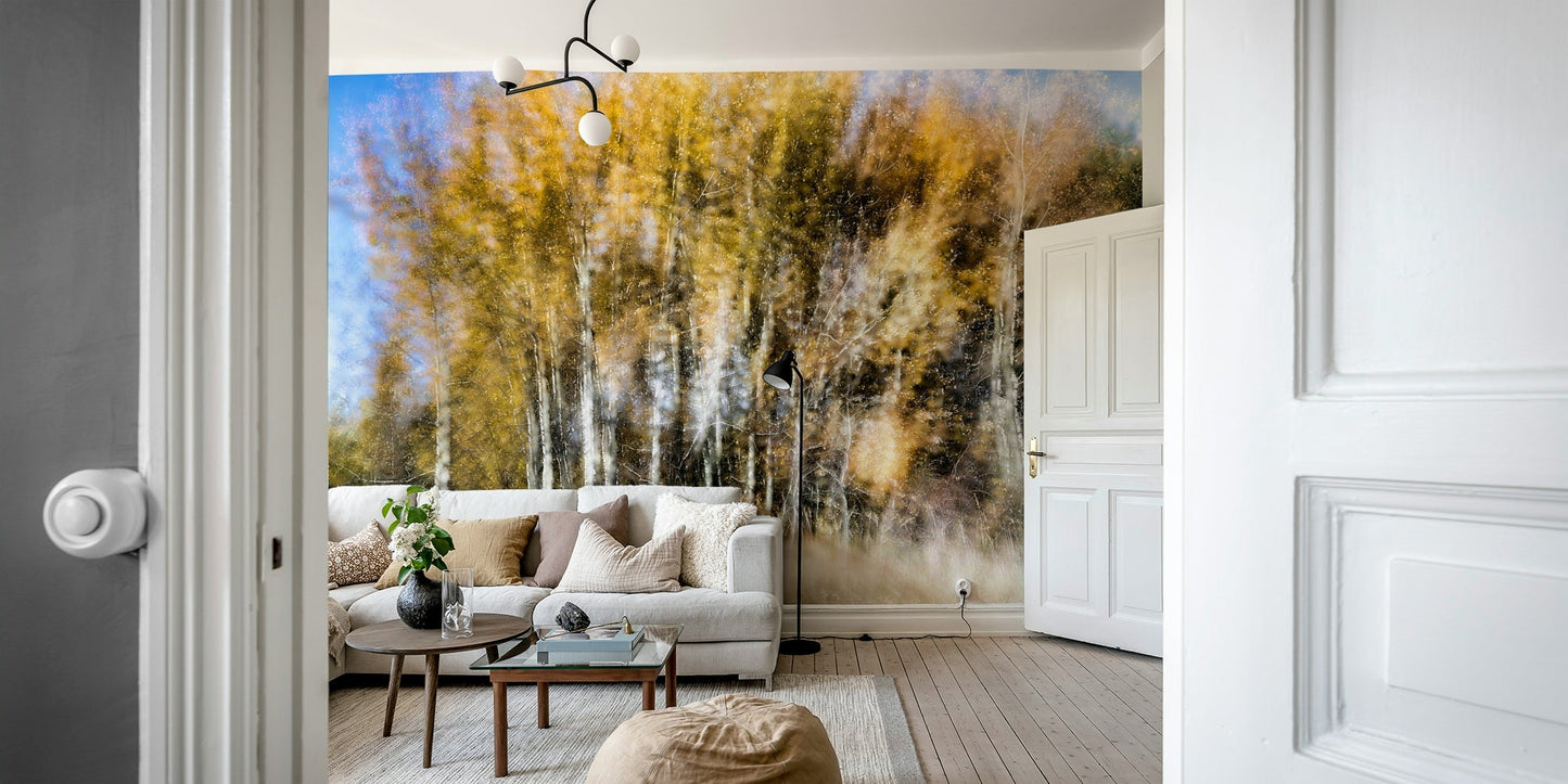 The design evokes a sense of peace, mystery, and the gentle movement of autumn nature.
