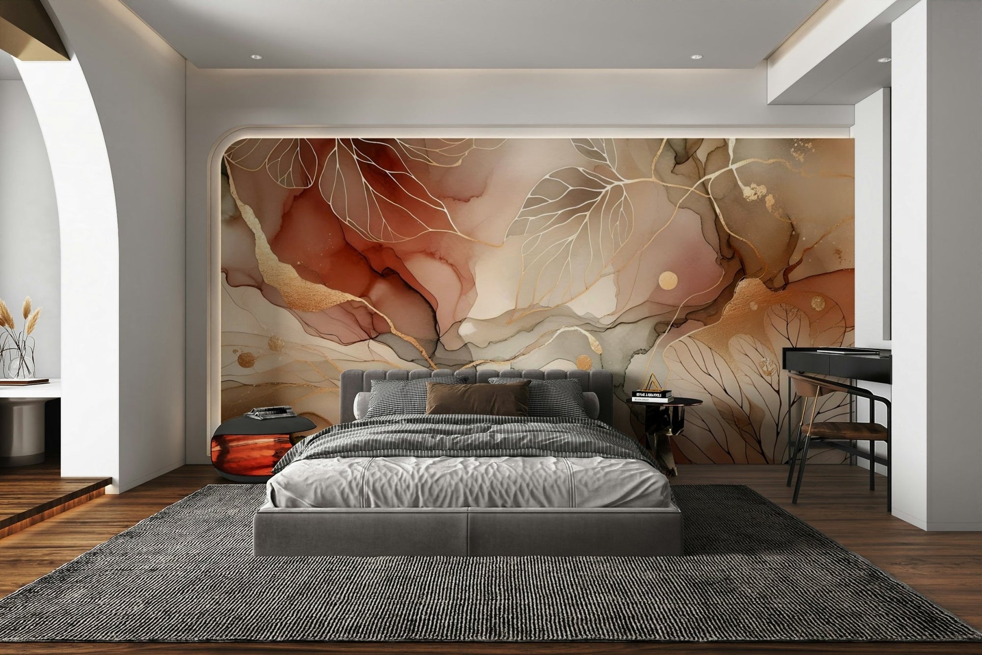 Autumn leaves wall mural in warm tones., GD1591