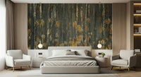 A beautiful wide-angle wall mural of an autumn forest.