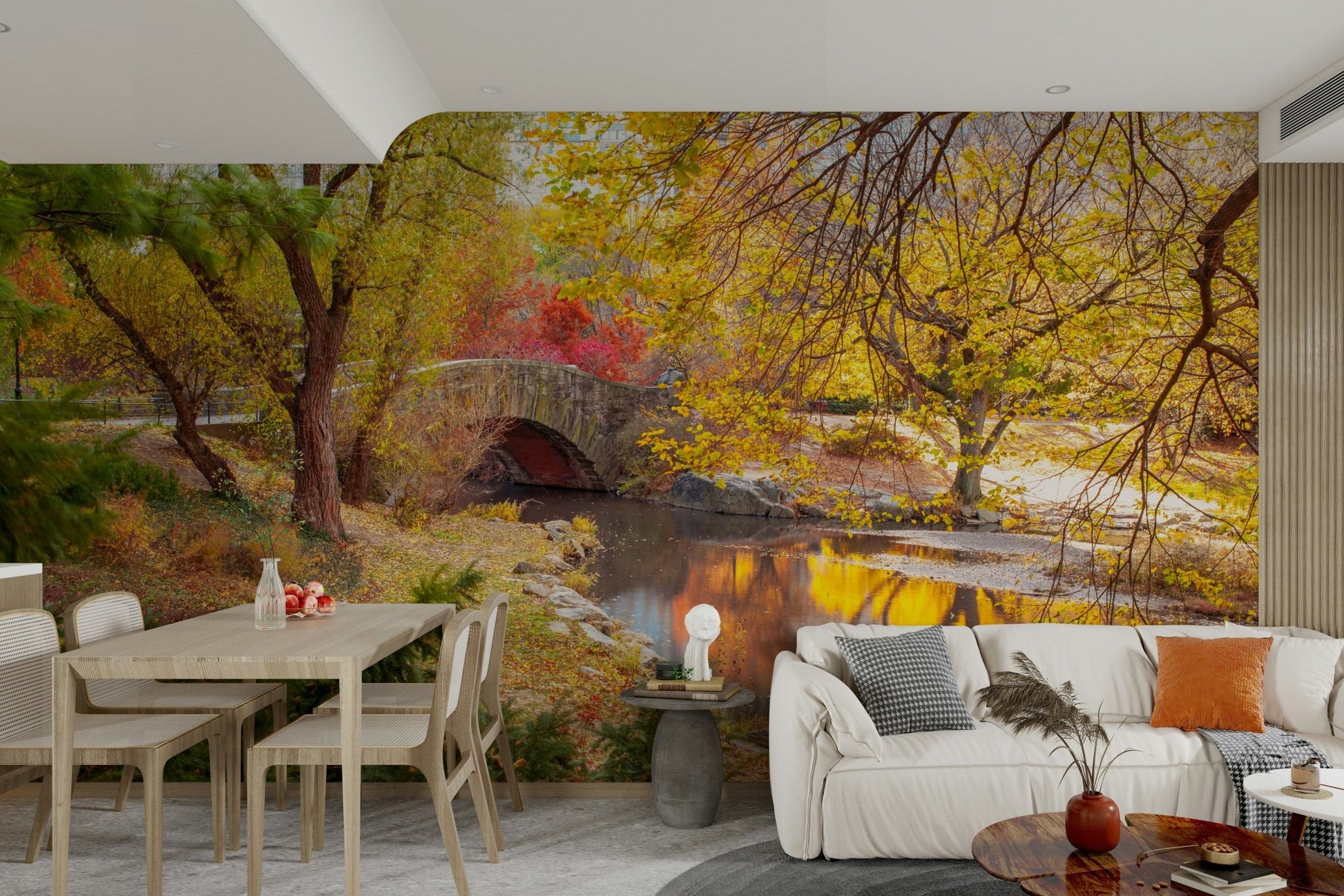 Mural wallpaper for walls with serene water reflections

