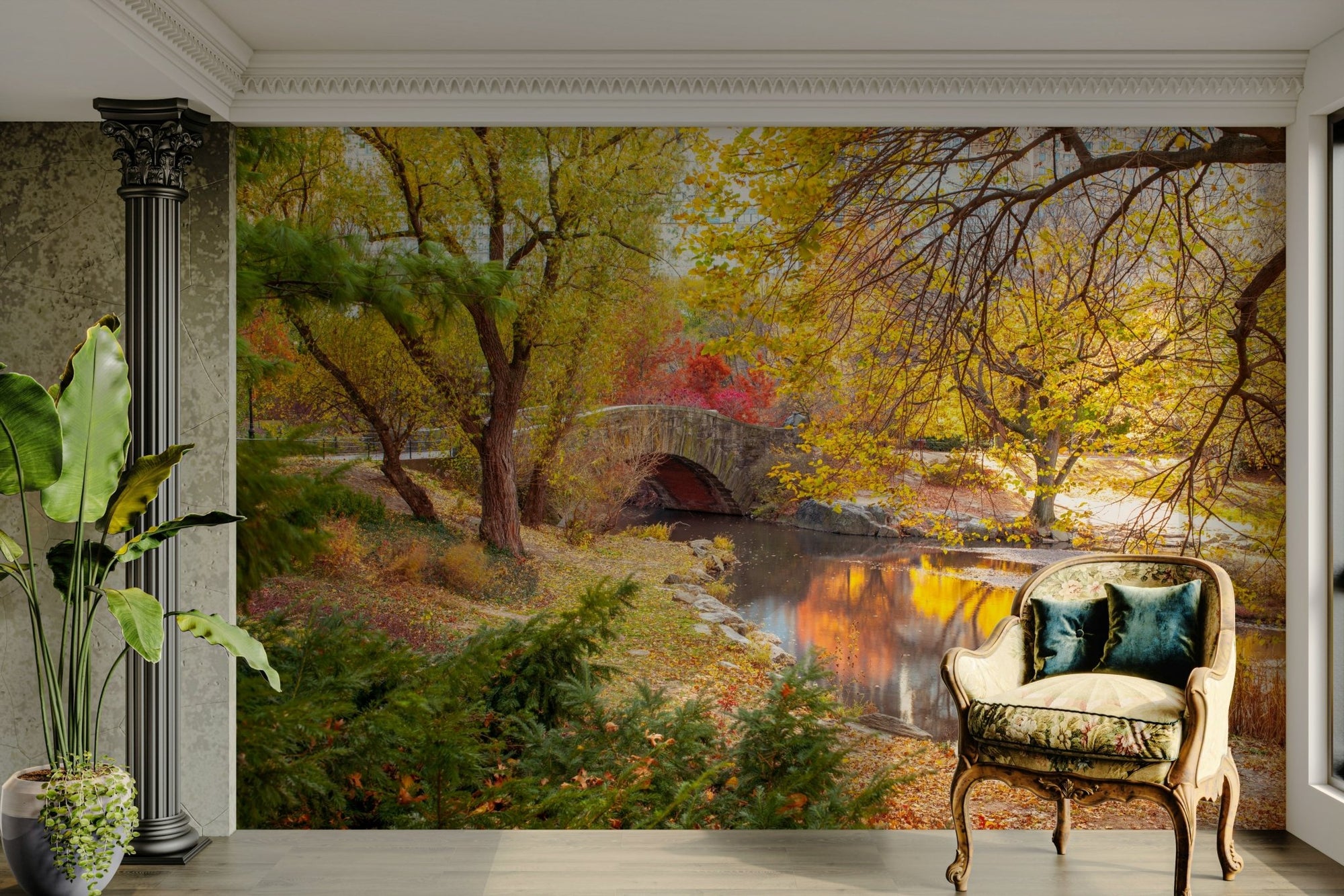 Autumnal Elegance Wall Mural showcasing vibrant fall leaves, GD2324