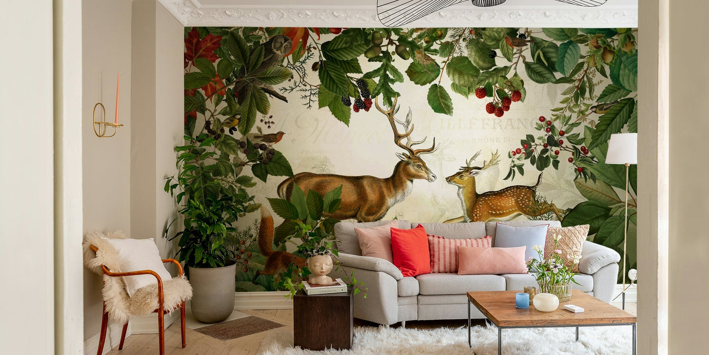Nature mural featuring golden autumn scenery

