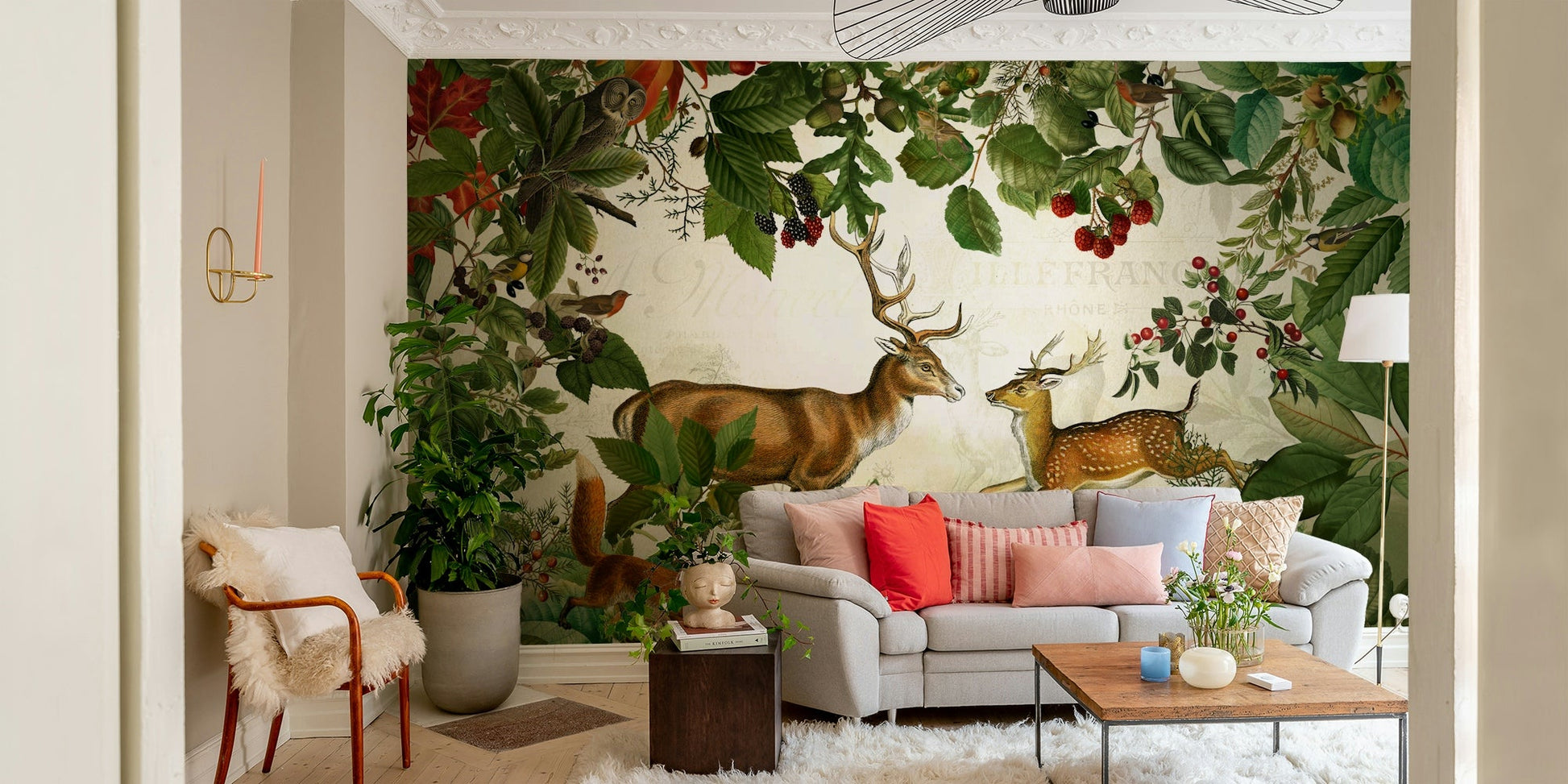 Nature mural featuring golden autumn scenery

