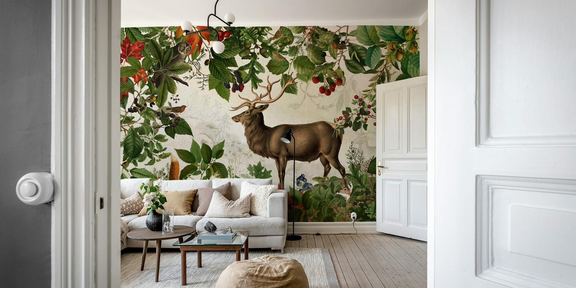 Beautiful autumn forest mural for cozy interiors.

