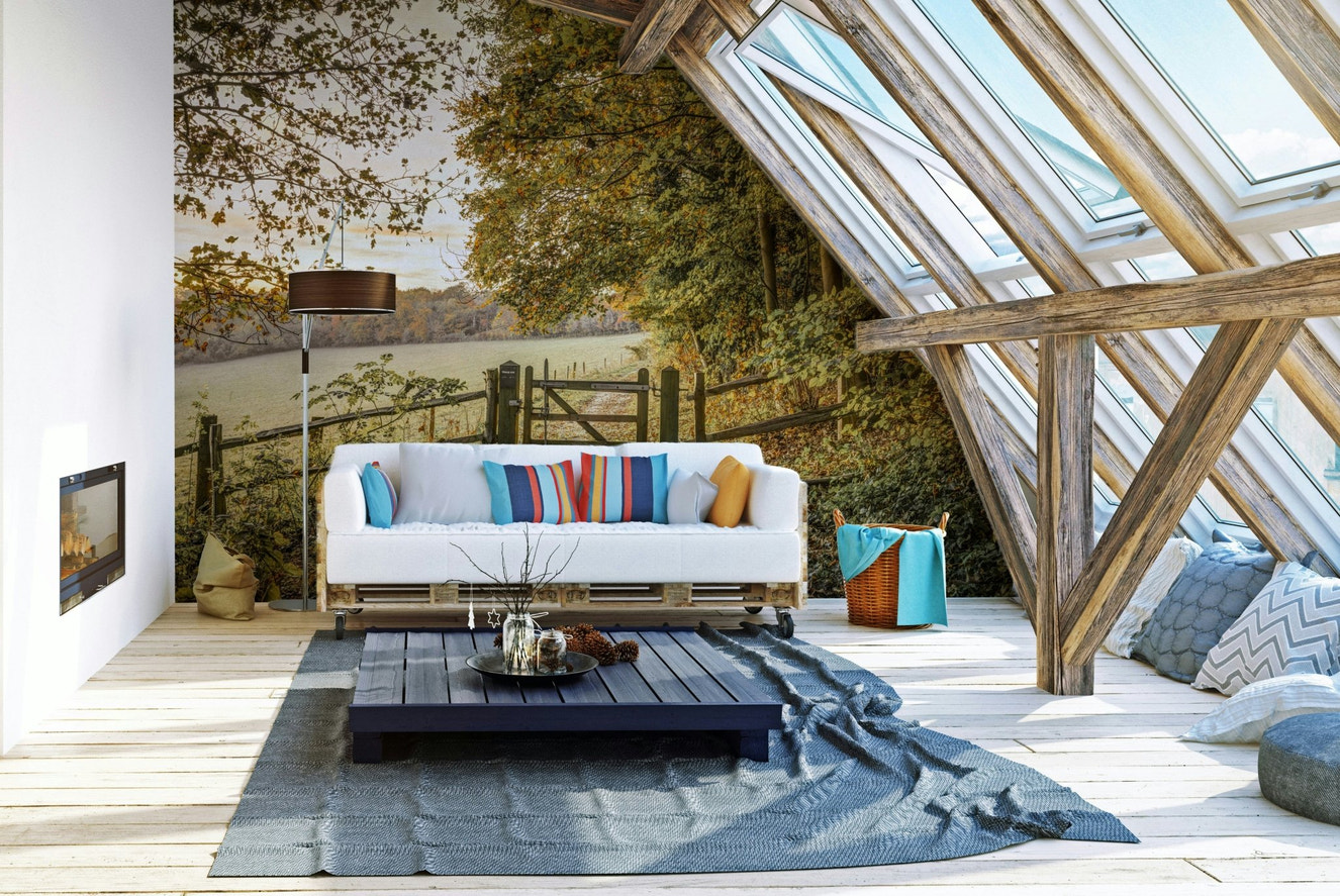 Path or archway leading into an autumn forest.

