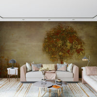 A graceful subtle pattern wall mural in rich, golden and rust tones., GD5606