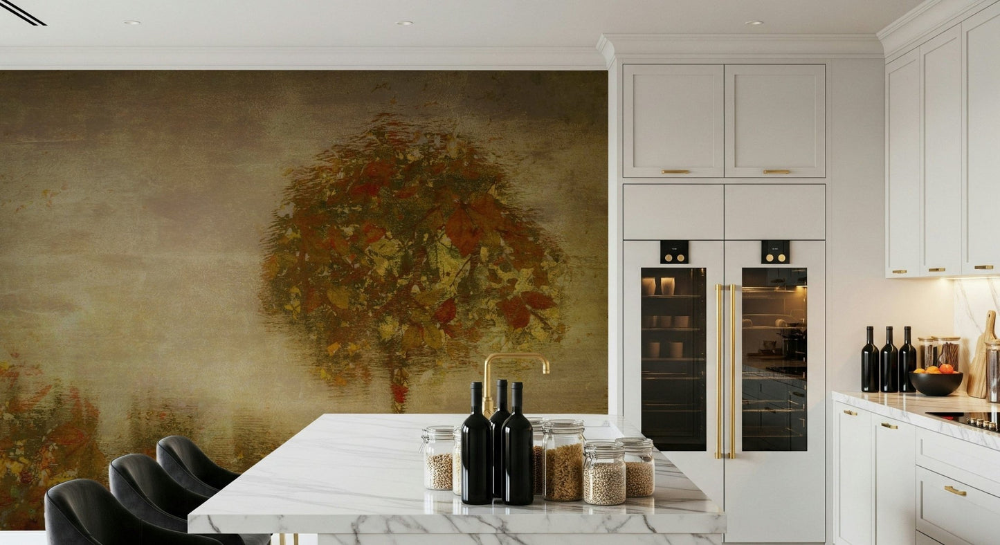 An artistic soft focus mural on minimalist wallpaper., GD5606