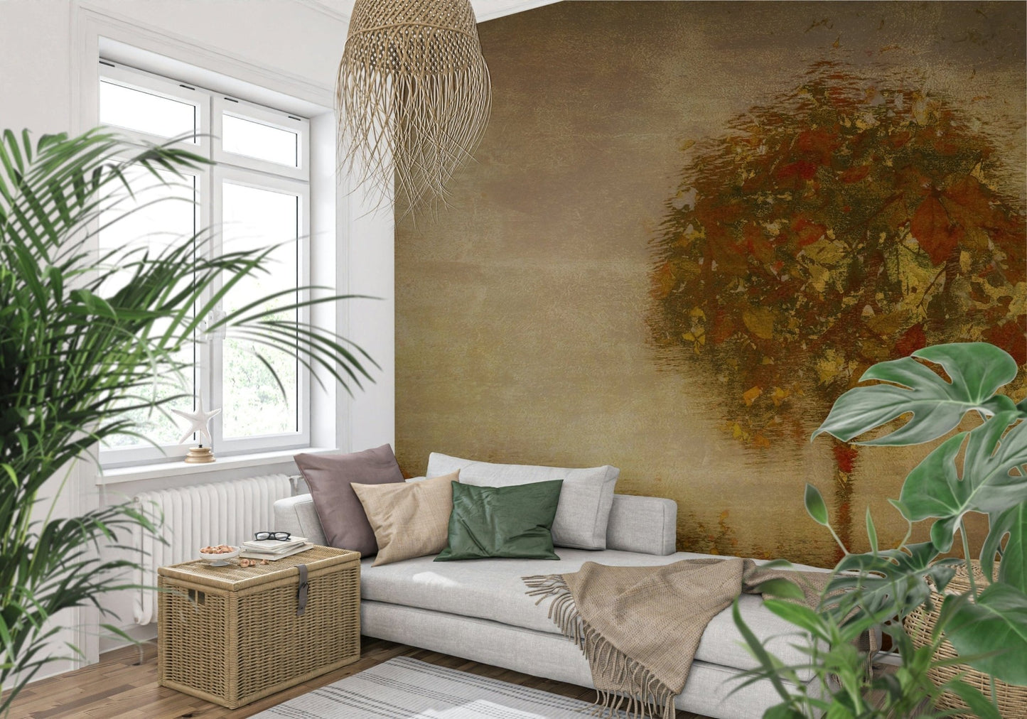 A calming abstract design wallpaper mural that defines a space., GD5606
