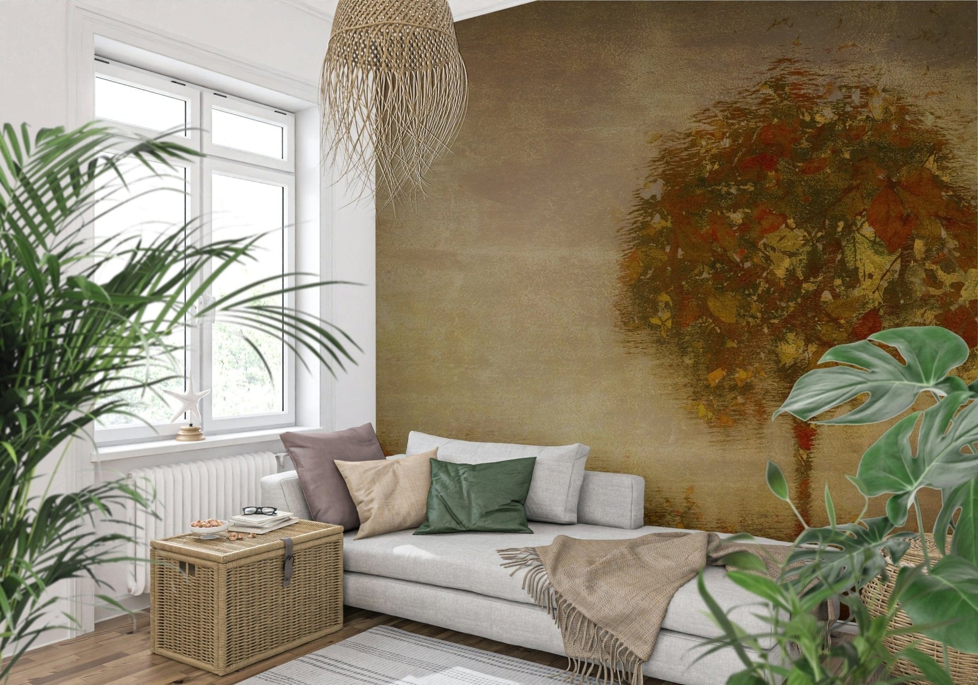 A calming abstract design wallpaper mural that defines a space., GD5606