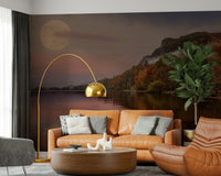Realistic moonlight wallpaper mural for a warm and inviting entryway wall mural.