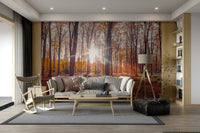 Nature-inspired fall mural wallpaper
