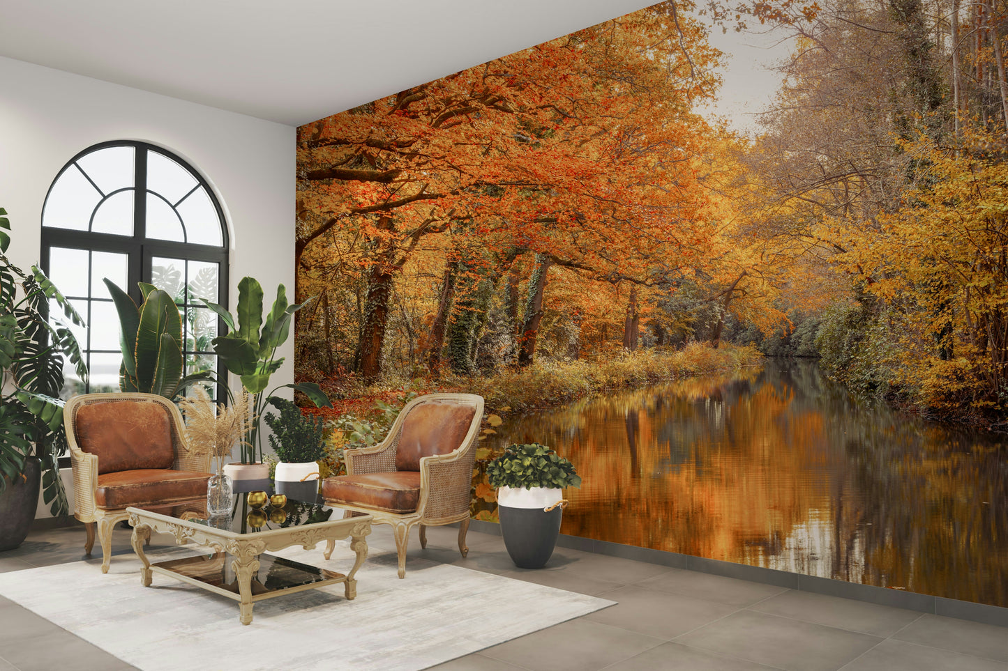Autumnal River Serenity Wall Mural