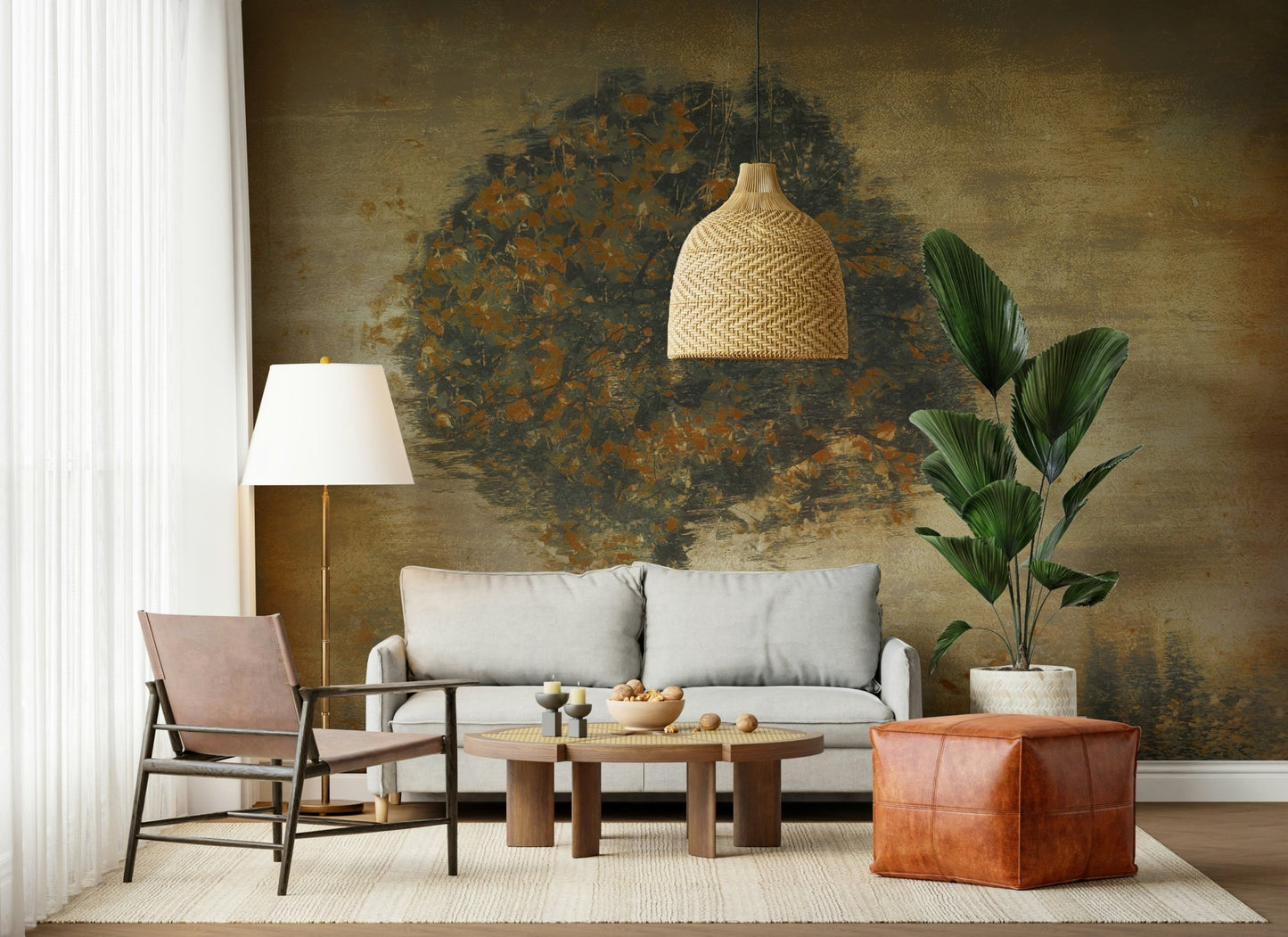 An artistic nature inspired mural for home decor.