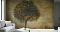 A beautiful wide-angle wall mural of an autumn forest.