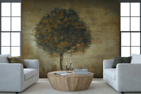 A contemplative misty woods wallpaper mural for a feature wall.