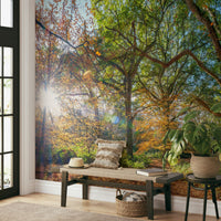 Golden autumn forest wall mural

