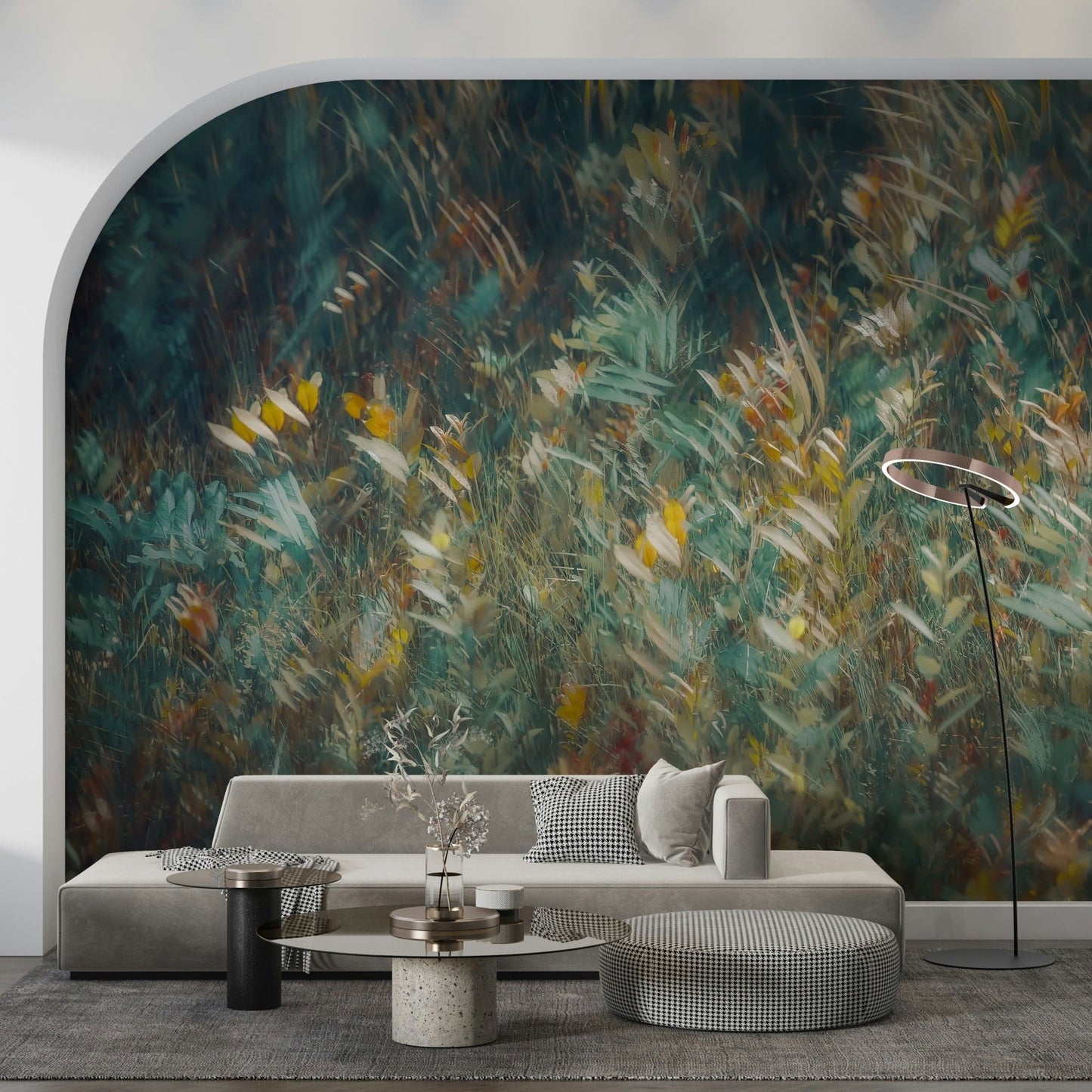 An artistic nature inspired mural for home decor.