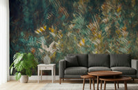 A beautiful wide-angle wall mural of a dreamy wood.